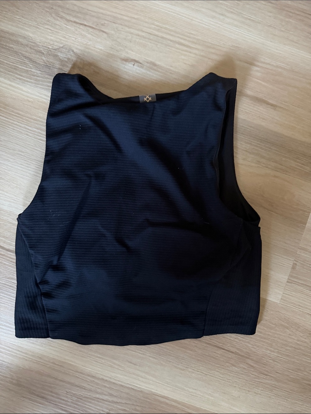RHONE Black Ribbed Crop Tank Top